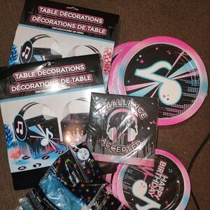 Music Theme Party Supplies Set - Pink, Blue, Black